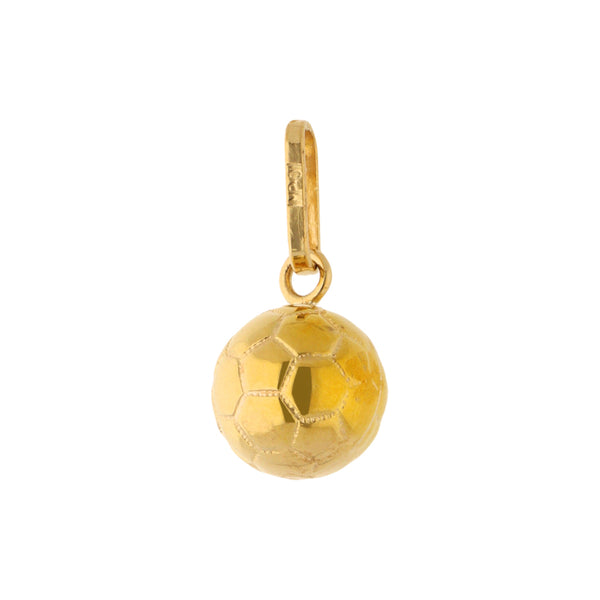 Dije diseño especial motivo balón en oro amarillo 18 kilates.