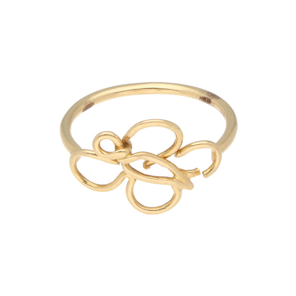 Anillo tubular motivo mariposa en oro amarillo 18 kilates.