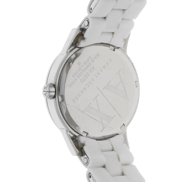 Reloj Armani Exchange para dama en acero inoxidable correa acero caucho.