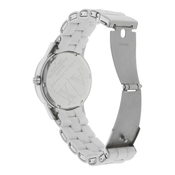 Reloj Armani Exchange para dama en acero inoxidable correa acero caucho.