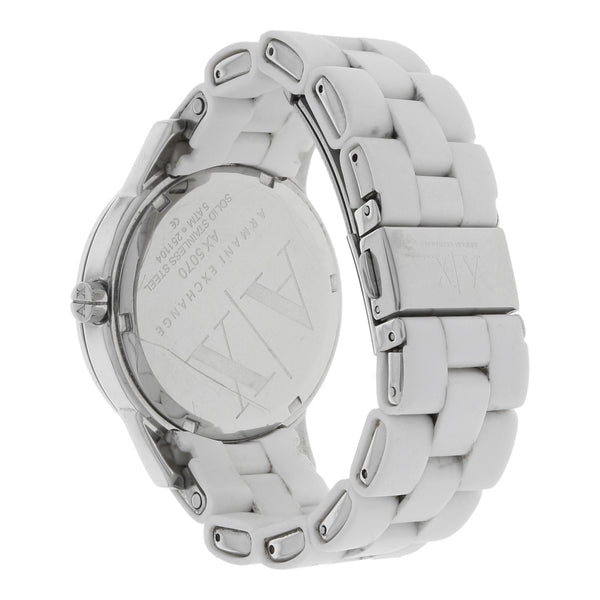 Reloj Armani Exchange para dama en acero inoxidable correa acero caucho.