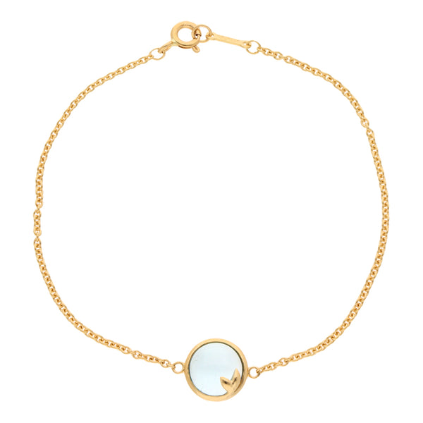 Pulsera eslabón cruzado firma Tiffany & Co. con aguamarina en oro amarillo 18 kilates.