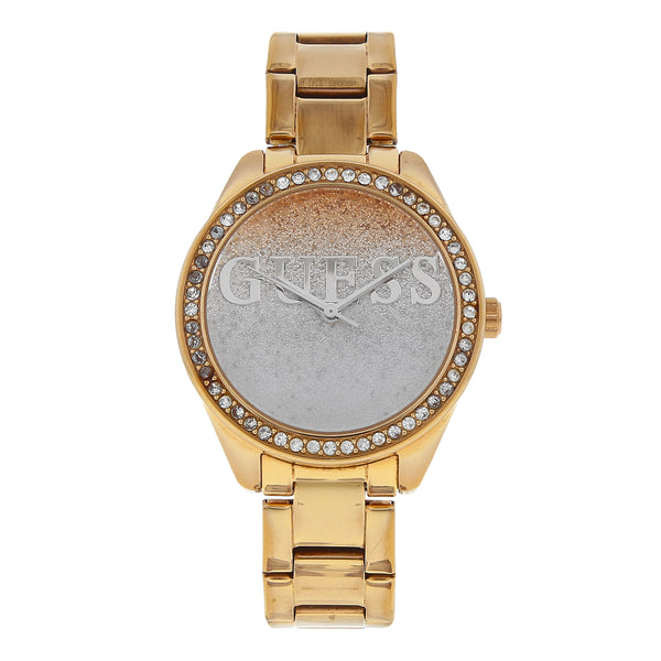 Reloj Guess para dama en acero chapa.