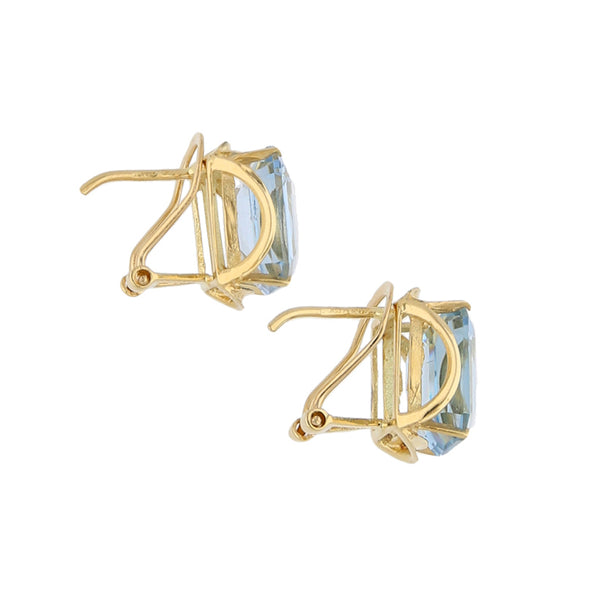 Aretes calados con sintéticos en oro amarillo 18 kilates.