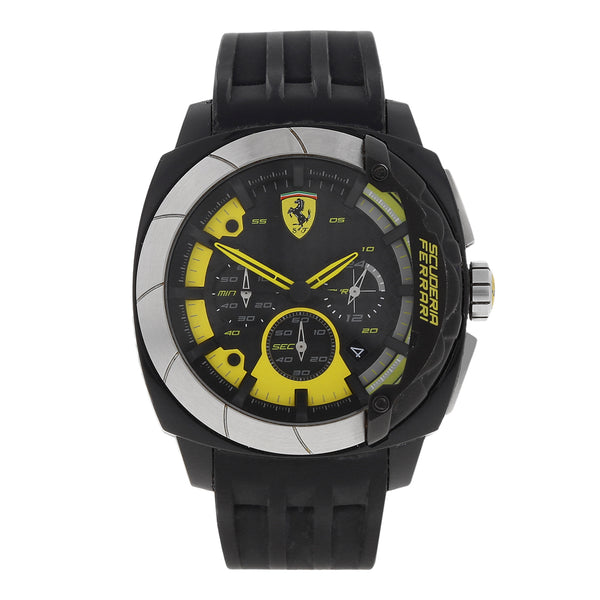 Reloj Scuderia Ferrari para caballero en acero esmalte correa silicona.