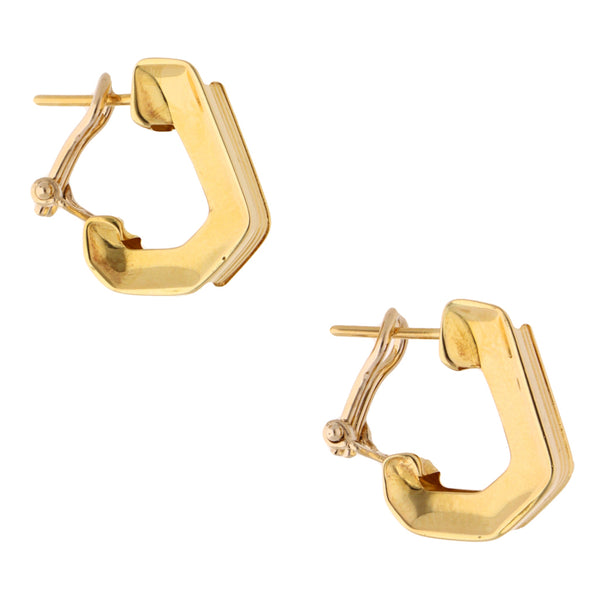 Aretes acanalados laminados en oro dos tonos 18 kilates.