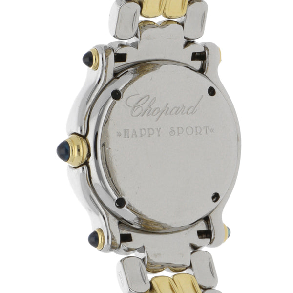 Reloj Chopard para dama modelo Happy Sport vistas en oro amarillo 18 kilates.