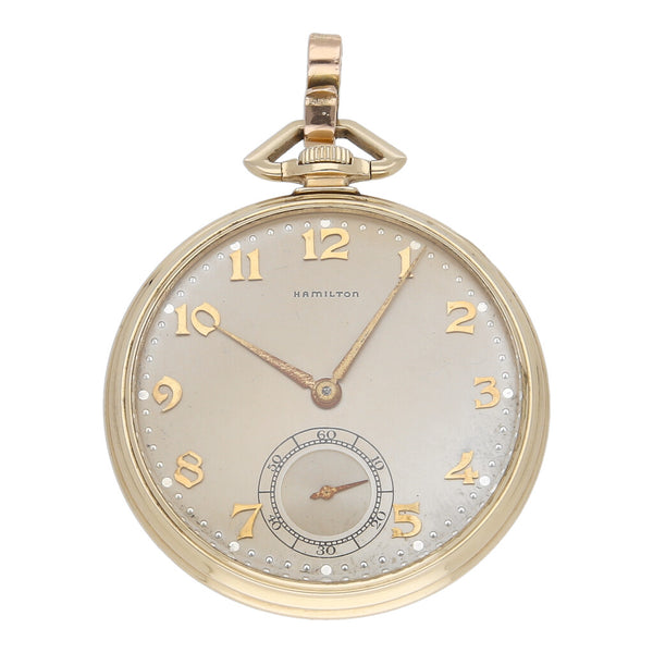 Reloj Hamilton de bolsillo en oro amarillo 14 kilates.