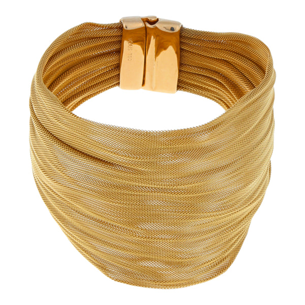 Pulsera eslabón tejido fino firma Tous en oro amarillo 18 kilates.