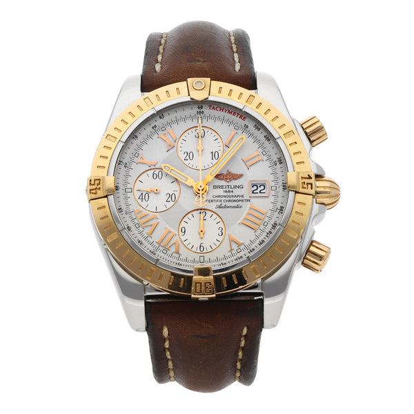 Reloj Breitling para caballero modelo Chronomat Evolution bisel en oro amarillo 18 kilates.