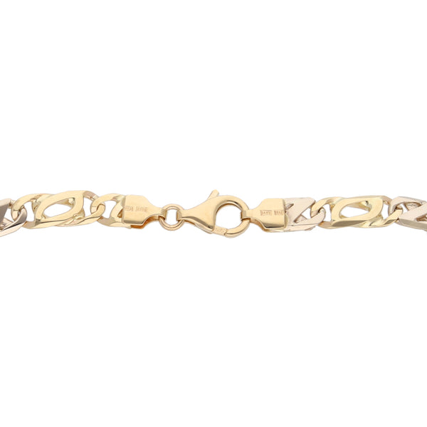 Pulsera diseño italiano eslabón combinado en oro dos tonos 14 kilates