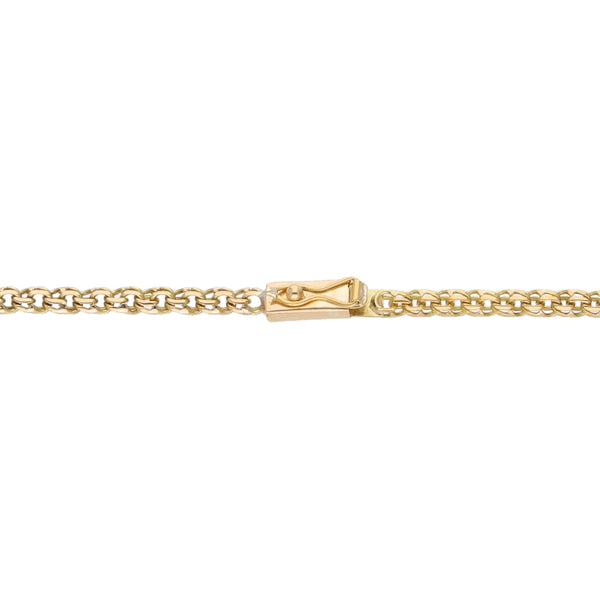 Pulsera eslabón encontrado doble con perlas en oro amarillo 18 kilates.