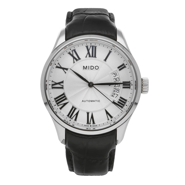 Reloj Mido para caballero en acero inoxidable correa piel.