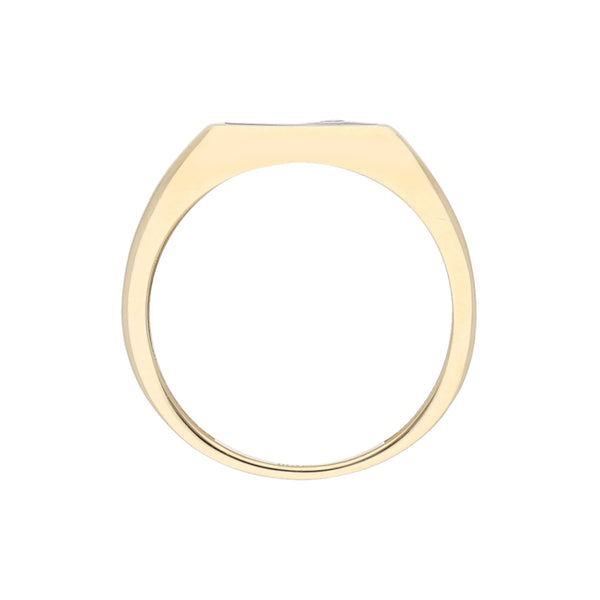 Anillo tipo sello con sintéticos en oro amarillo 14 kilates.