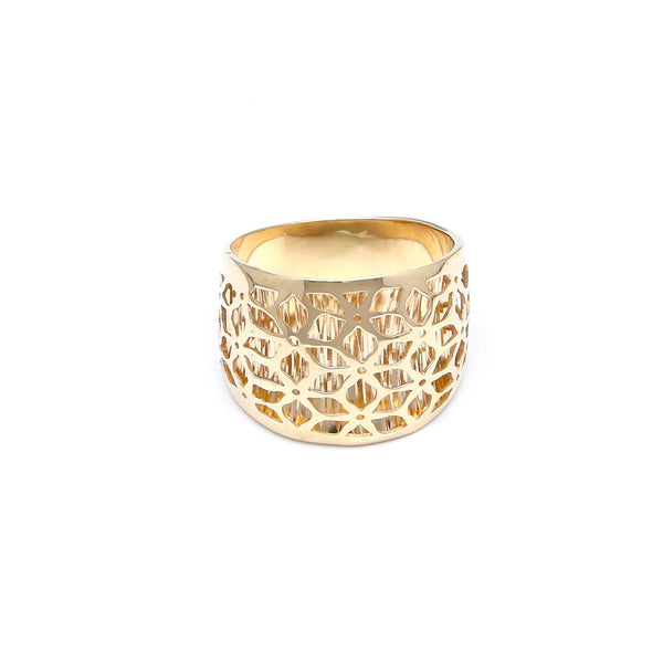 Anillo caldo en oro amarillo 14 kilates.