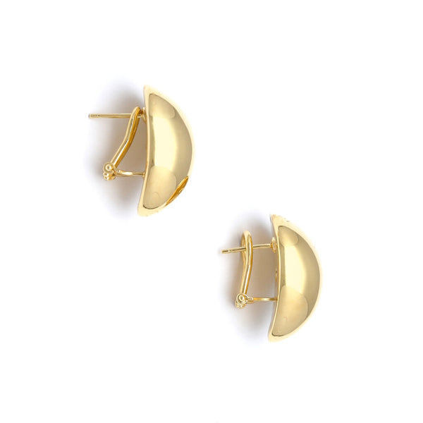 Aretes huecos motivo gota en oro amarillo 14 kilates.