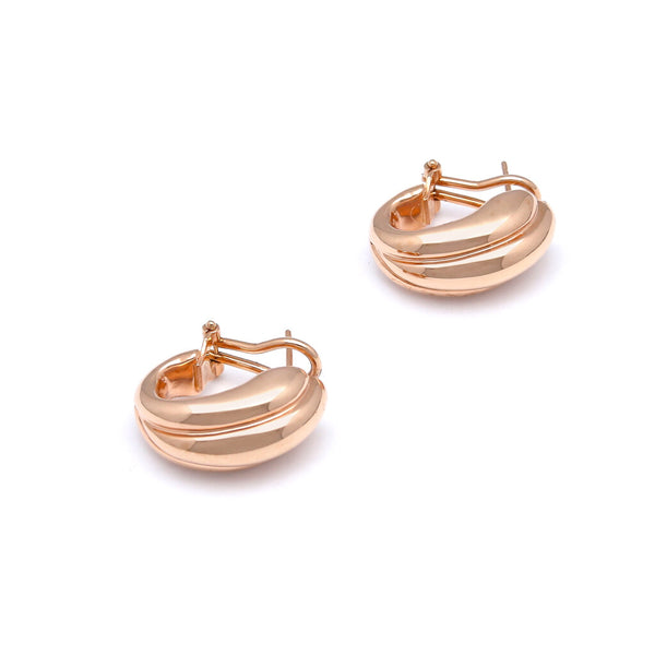 Aretes acanalados huecos en oro rosa 14 kilates.