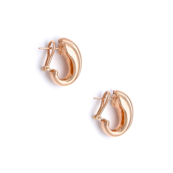 Aretes acanalados huecos en oro rosa 14 kilates.