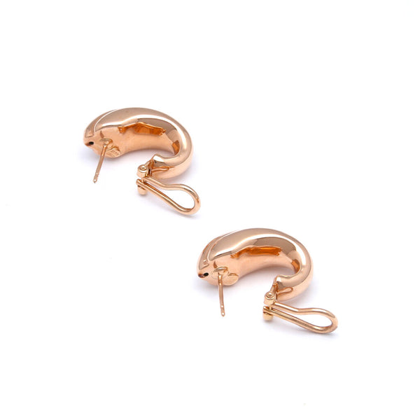 Aretes acanalados huecos en oro rosa 14 kilates.