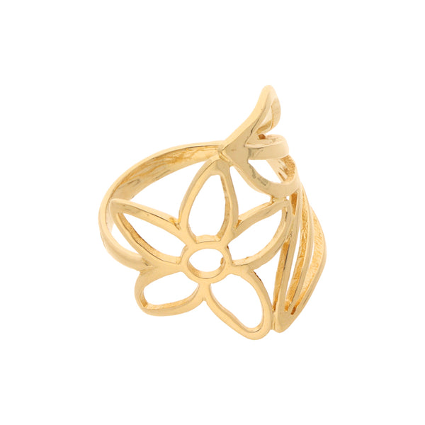 Anillo calado motivo floral en oro amarillo 18 kilates.