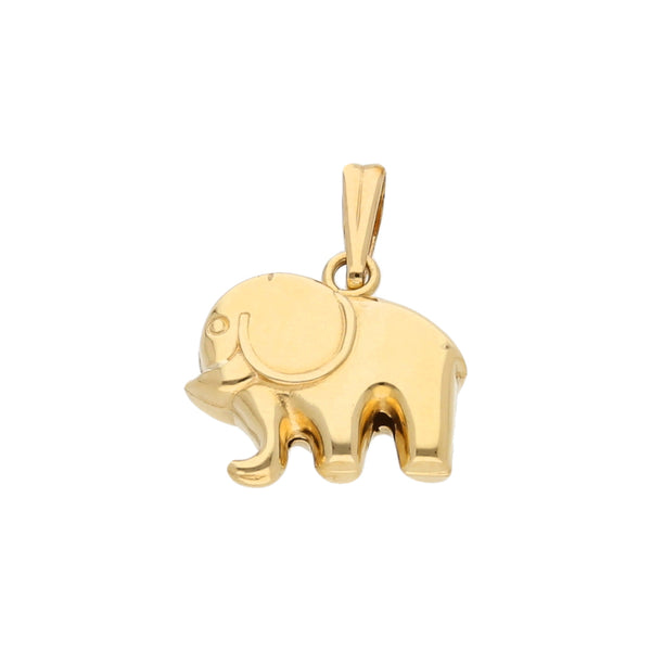 Dije hueco motivo elefante en oro amarillo 18 kilates.