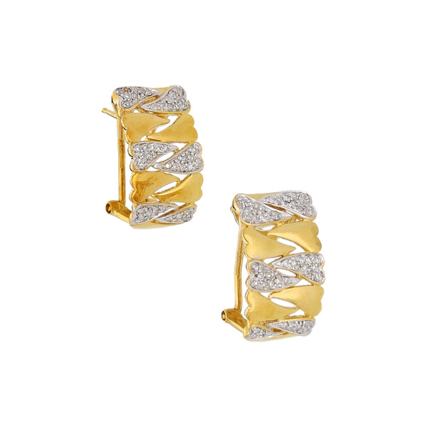 Aretes calados con diamantes en oro amarillo 18 kilates.