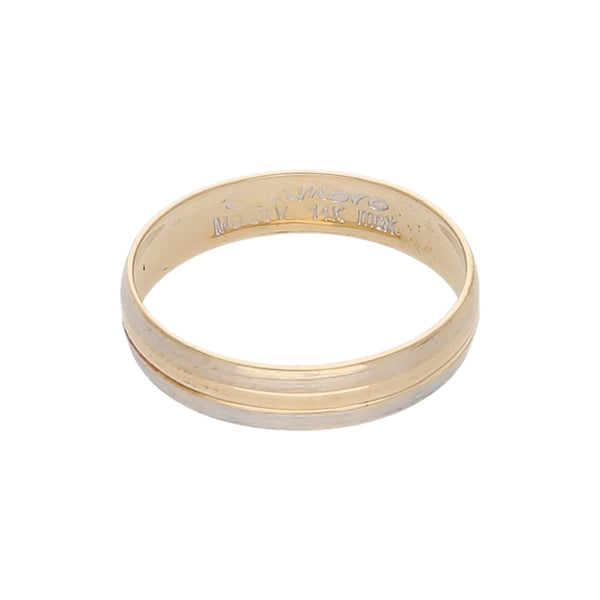 Argolla diseño especial platinada en oro amarillo 14 kilates.