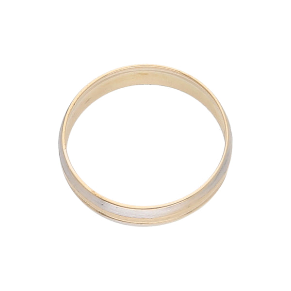 Argolla diseño especial platinada en oro amarillo 14 kilates.