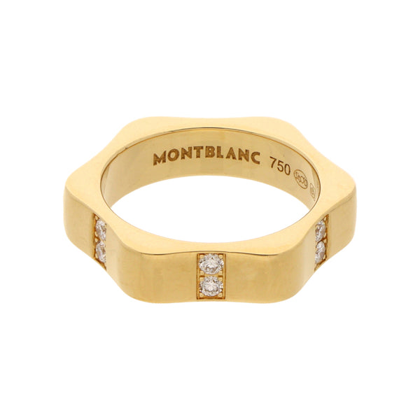 Argolla ondulada firma Montblanc con diamantes en oro amarillo 18 kilates.