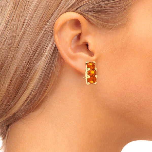 Aretes diseño italiano con citrinos en oro amarillo 18 kilates.