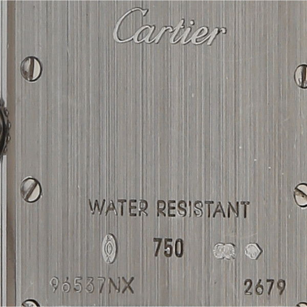 Reloj Cartier para dama modelo Tank Louis Cartier caja oro blanco 18 kilates.