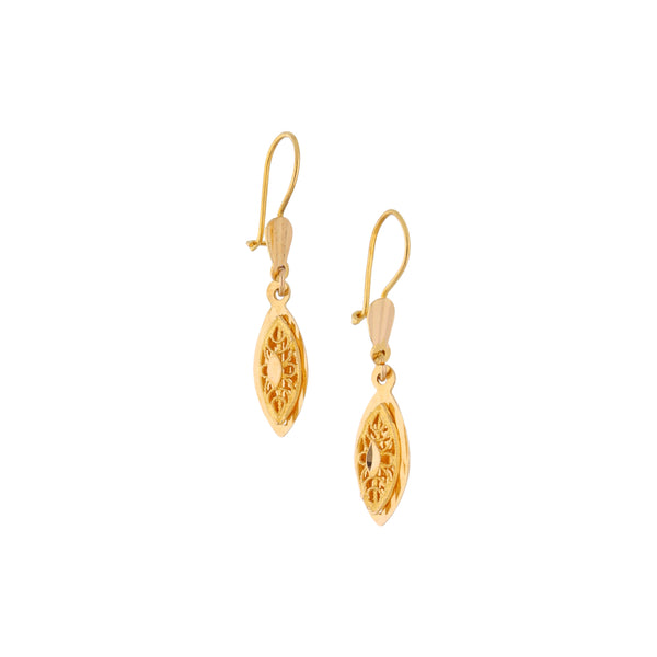 Aretes articulados con colgantes en oro amarillo 22 kilates.