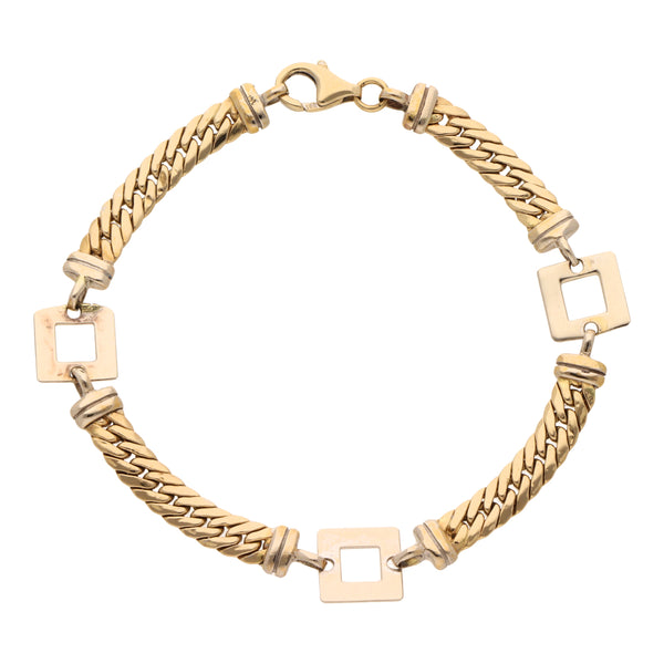 Pulsera eslabón combinado en oro dos tonos 14 kilates.