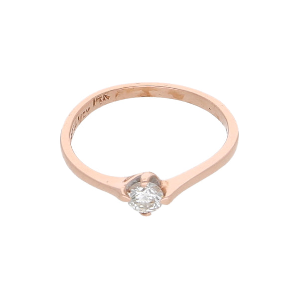 Anillo solitario con diamante en oro rosa 14 kilates.