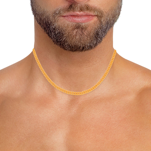 Collar eslabón barbado en oro amarillo 24 kilates.