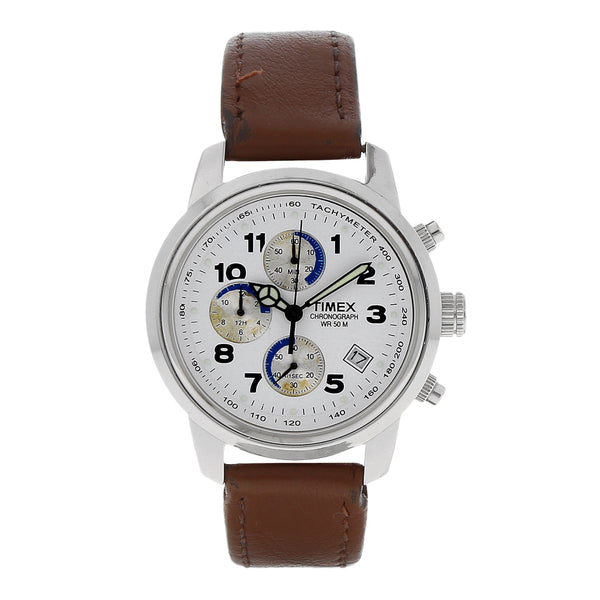 Reloj Timex para caballero en acero inoxidable correa piel.