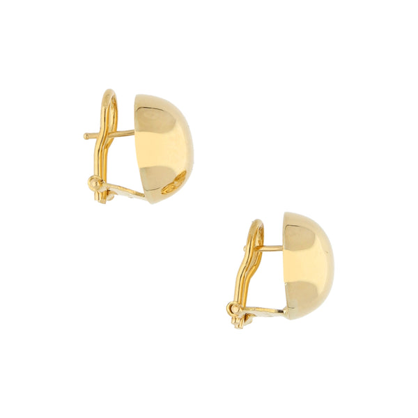 Aretes huecos motivo media esfera en oro amarillo 18 kilates.