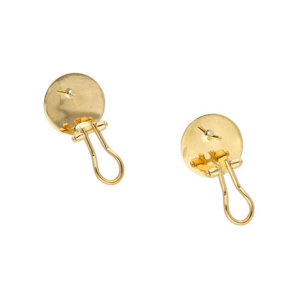 Aretes huecos motivo media esfera en oro amarillo 18 kilates.