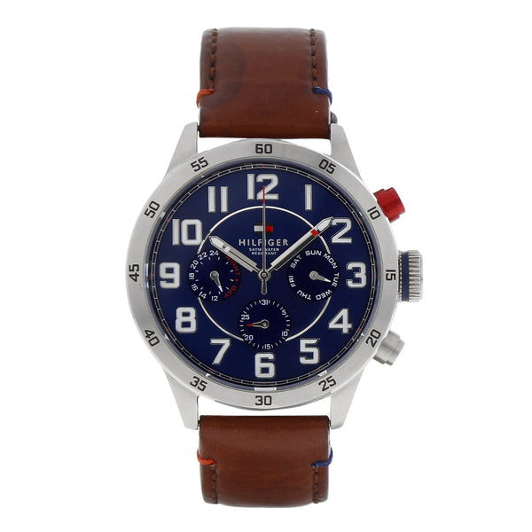 Reloj Tommy Hilfiger para caballero en acero vistas esmalte correa piel.