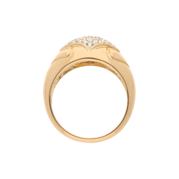 Anillo estilizado con diamantes en oro amarillo 14 kilates.