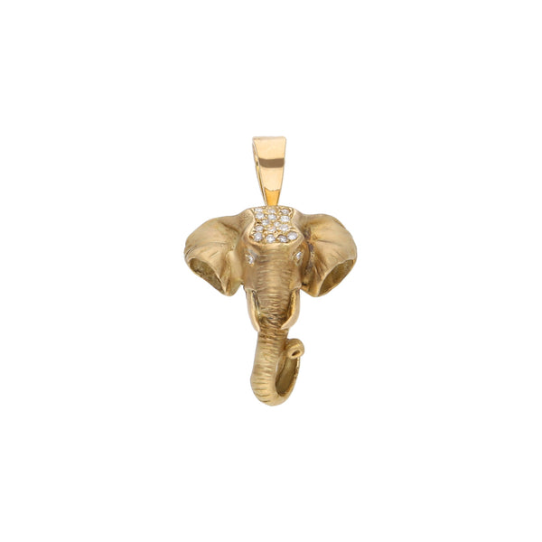 Dije diseño especial con diamantes motivo elefante en oro amarillo 14 kilates.