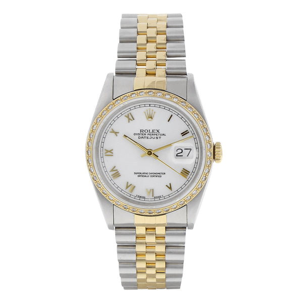 Reloj Rolex para caballero/unisex modelo Oyster Perpetual DateJust vistas en oro amarillo 18 kilates.