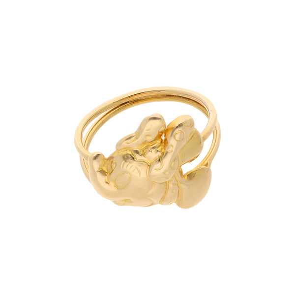 Anillo tubular para niña motivo Minnie de Disney en oro amarillo 14 kilates.