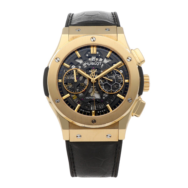 Reloj Hublot para caballero modelo Classic Fusion Edición Pele caja en oro amarillo 18 kilates.