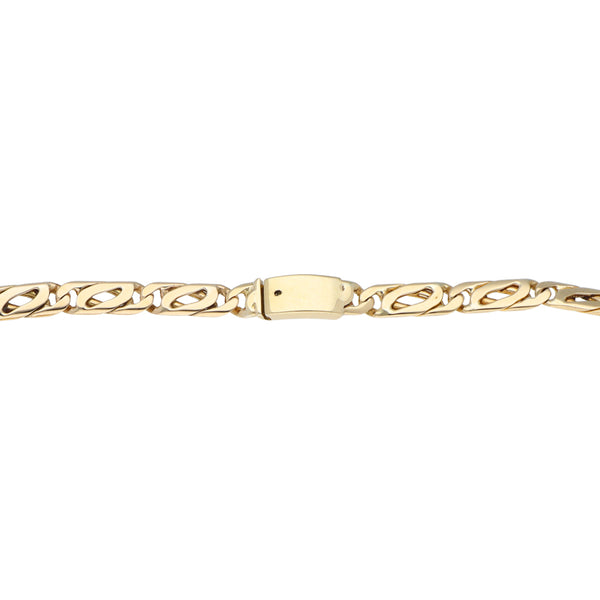 Pulsera eslabón nudo egipcio en oro amarillo 14 kilates.