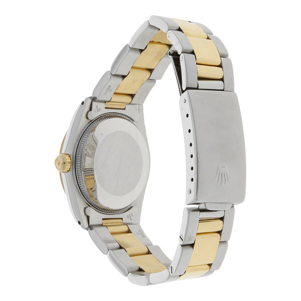 Reloj Rolex para dama modelo Oyster Perpetual DateJust vistas en oro amarillo 18 kilates.