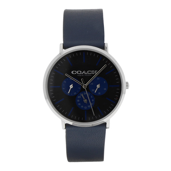 Reloj Coach para caballero en acero inoxidable correa piel.