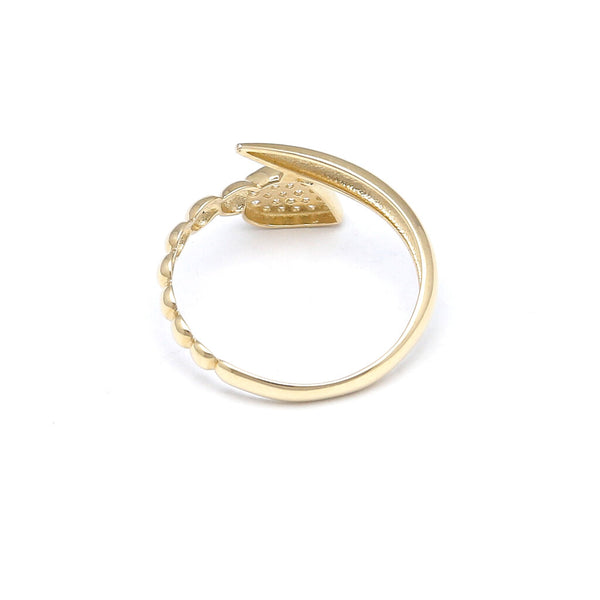 Anillo estilizado con circonias en oro amarillo 14 kilates.