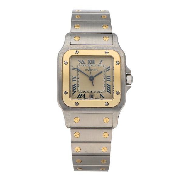 Reloj Cartier para caballero modelo Santos Galbée vistas en oro amarillo 18 kilates.