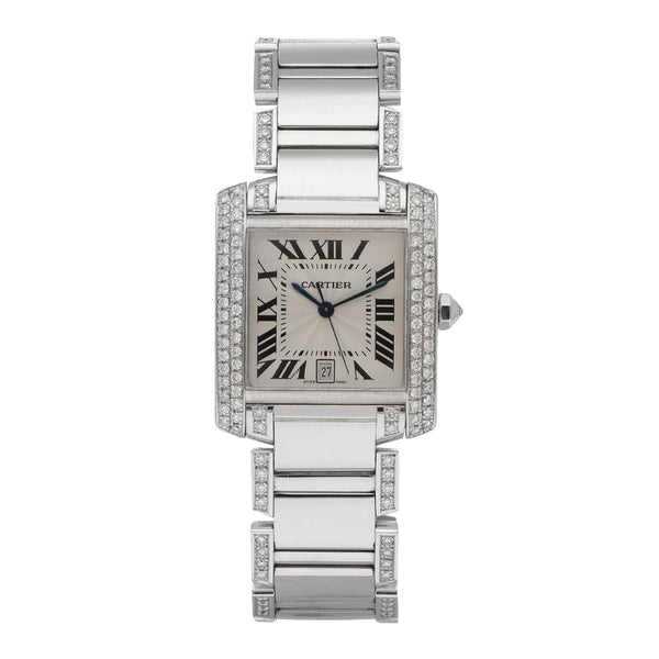 Reloj Cartier para caballero/unisex modelo Tank Française en oro blanco 18 kilates.